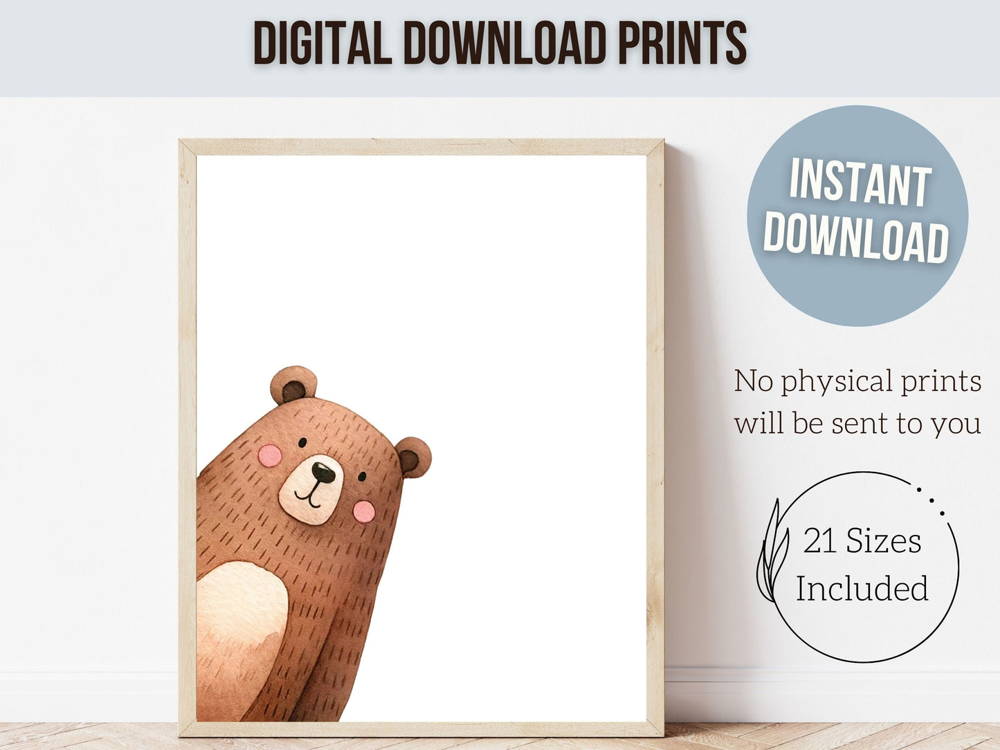 ORIGINAL Peeking Bear Nursery Print, Teddy Bear Nursery Decor, Baby Bear Nursery Wall Art, Newborn Gift Woodland Nursery Decor Digital Print