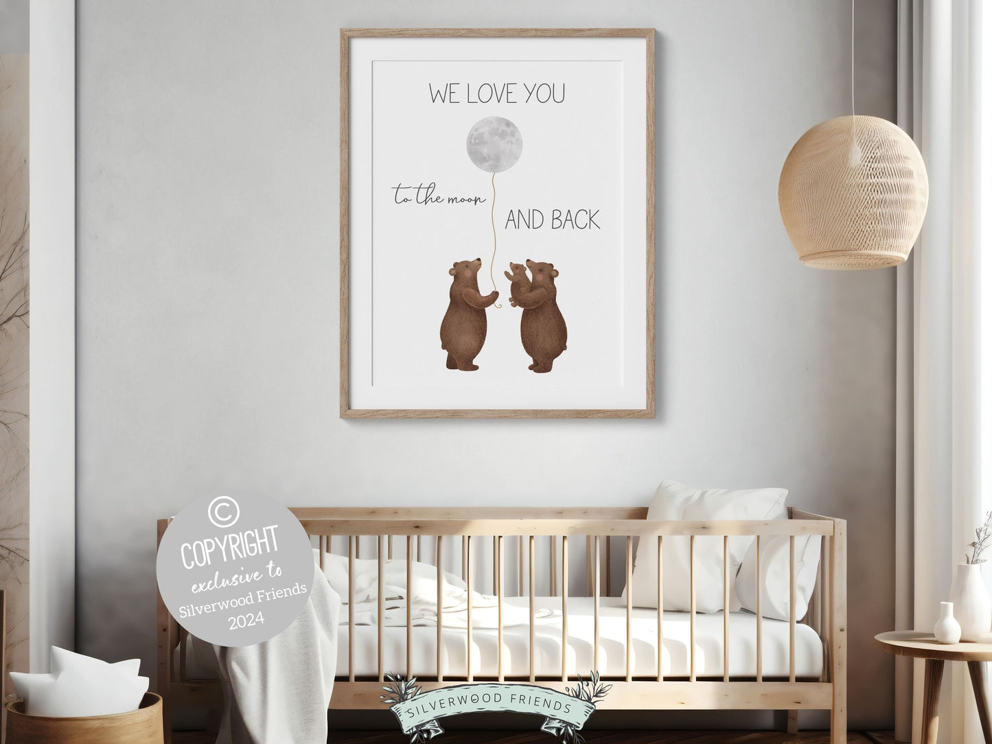 Bear Nursery Print, Woodland Bear Nursery Decor, Bear Baby Shower Gift, Woodland Forest Kids Room Wall Decor Neutral Nursery Digital Print