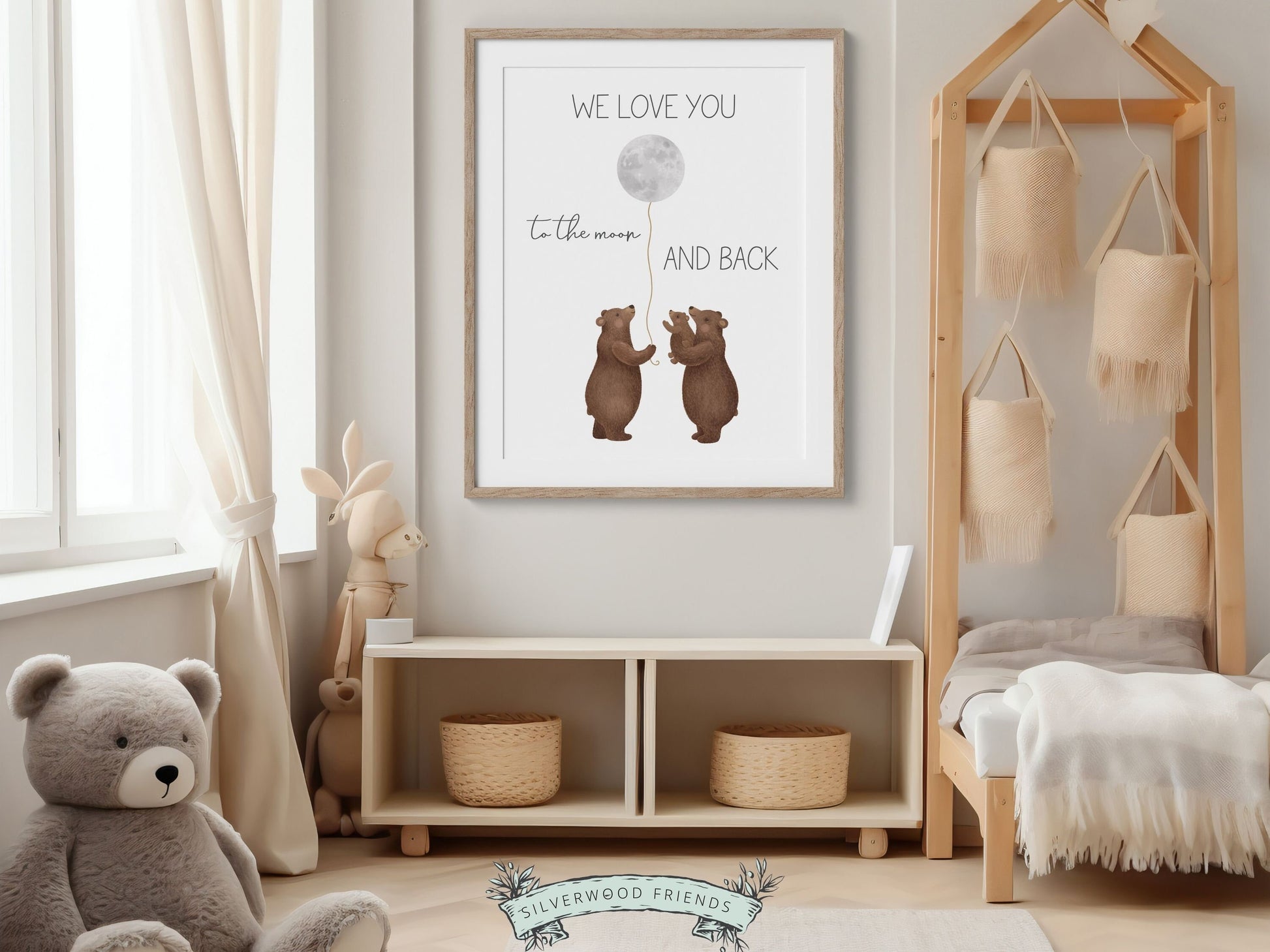 Bear Nursery Print, Woodland Bear Nursery Decor, Bear Baby Shower Gift, Woodland Forest Kids Room Wall Decor Neutral Nursery Digital Print