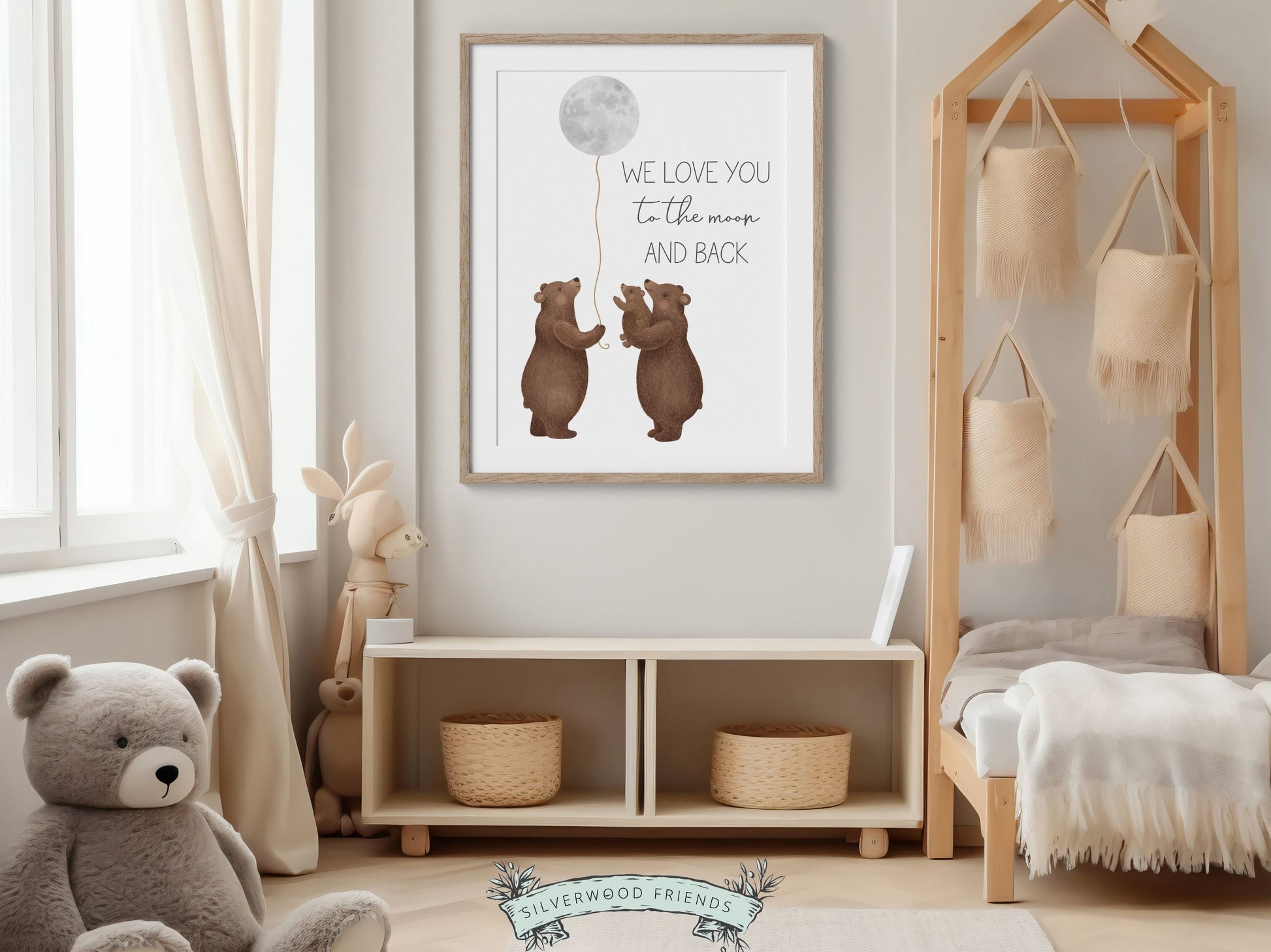 Bear Nursery Print, Woodland Bear Nursery Decor, Bear Baby Shower Gift, Kids Room Woodland Forest Wall Decor Neutral Nursery Digital Print