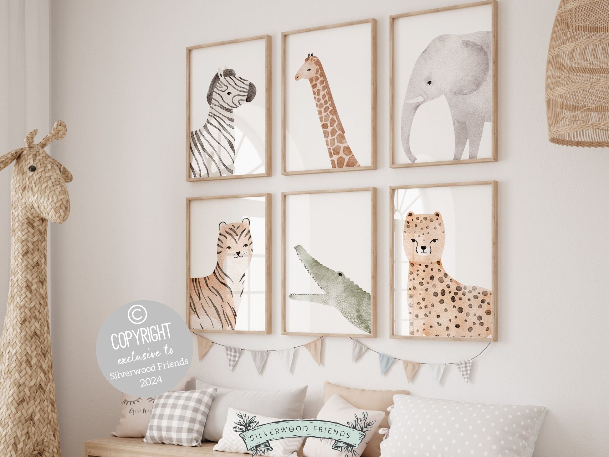 Boho Safari Animal Nursery Prints, Boho Jungle Nursery Decor, Kids Room Safari Nursery Wall Decor, Neutral Nursery Wall Decor Digital Print