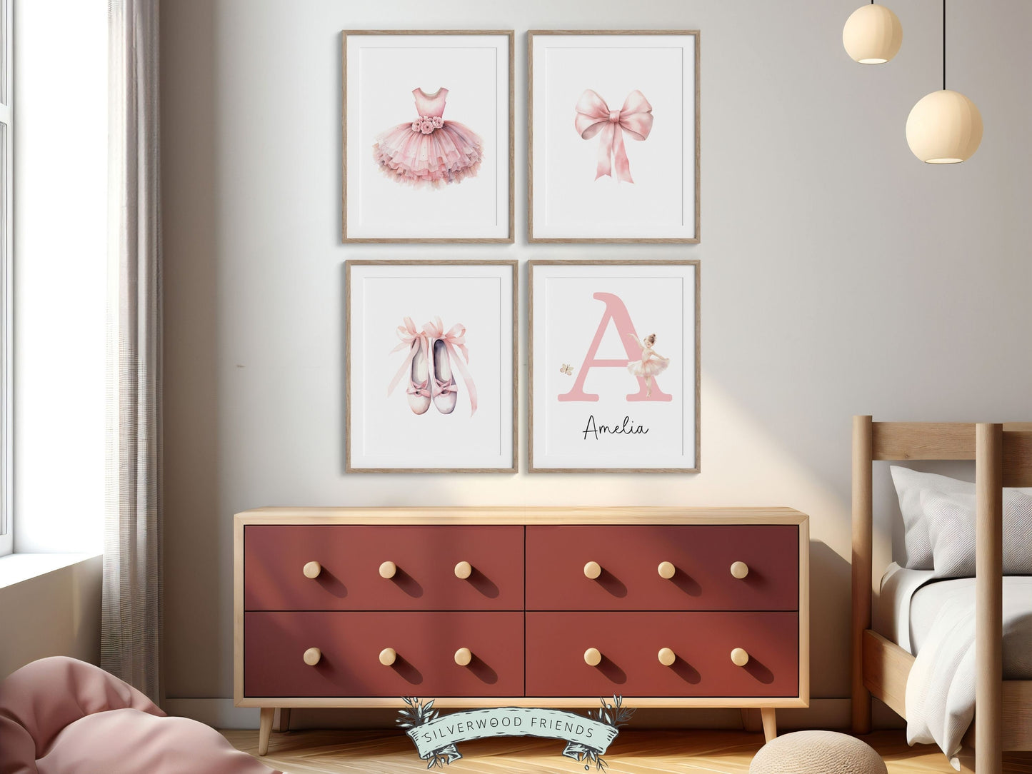 Baby Girls Ballet Nursery Prints, Girls Ballerina Nursery Bedroom Decor, Pink Ballet Nursery Wall Art, Ballet Printable Poster Digital Print