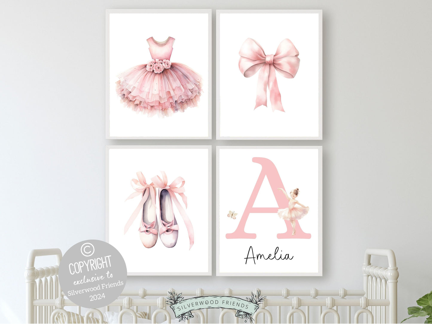 Baby Girls Ballet Nursery Prints, Girls Ballerina Nursery Bedroom Decor, Pink Ballet Nursery Wall Art, Ballet Printable Poster Digital Print