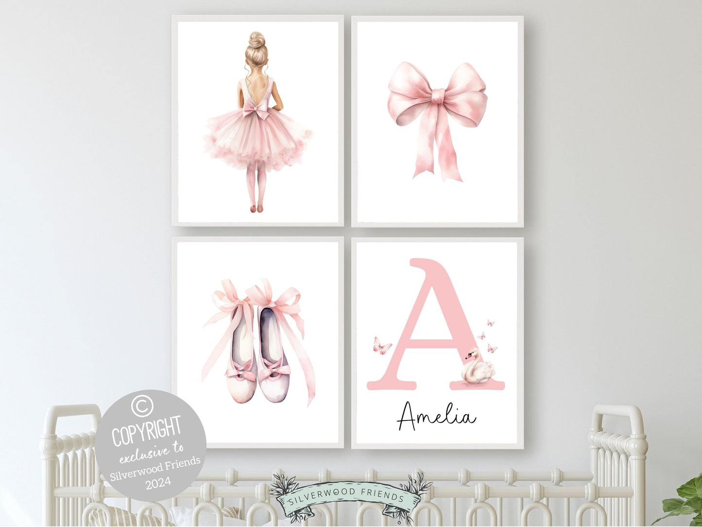 Baby Girls Ballet Nursery Prints, Girls Ballerina Nursery Bedroom Decor, Pink Ballet Nursery Wall Art, Ballet Printable Poster Digital Print