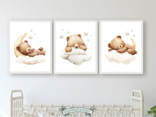 ORIGINAL Teddy Bear Nursery Prints, Teddy Bear Nursery Decor, Gender Neutral Brown Bear Nursery Wall Art, Kids Room Wall Decor Digital Print