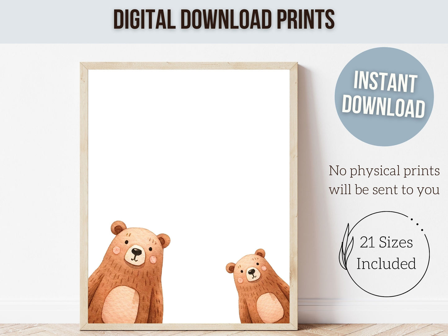 ORIGINAL Peeking Bear Nursery Print, Teddy Bear Nursery Decor, Baby Bear Nursery Wall Art, Newborn Gift Woodland Nursery Decor Digital Print