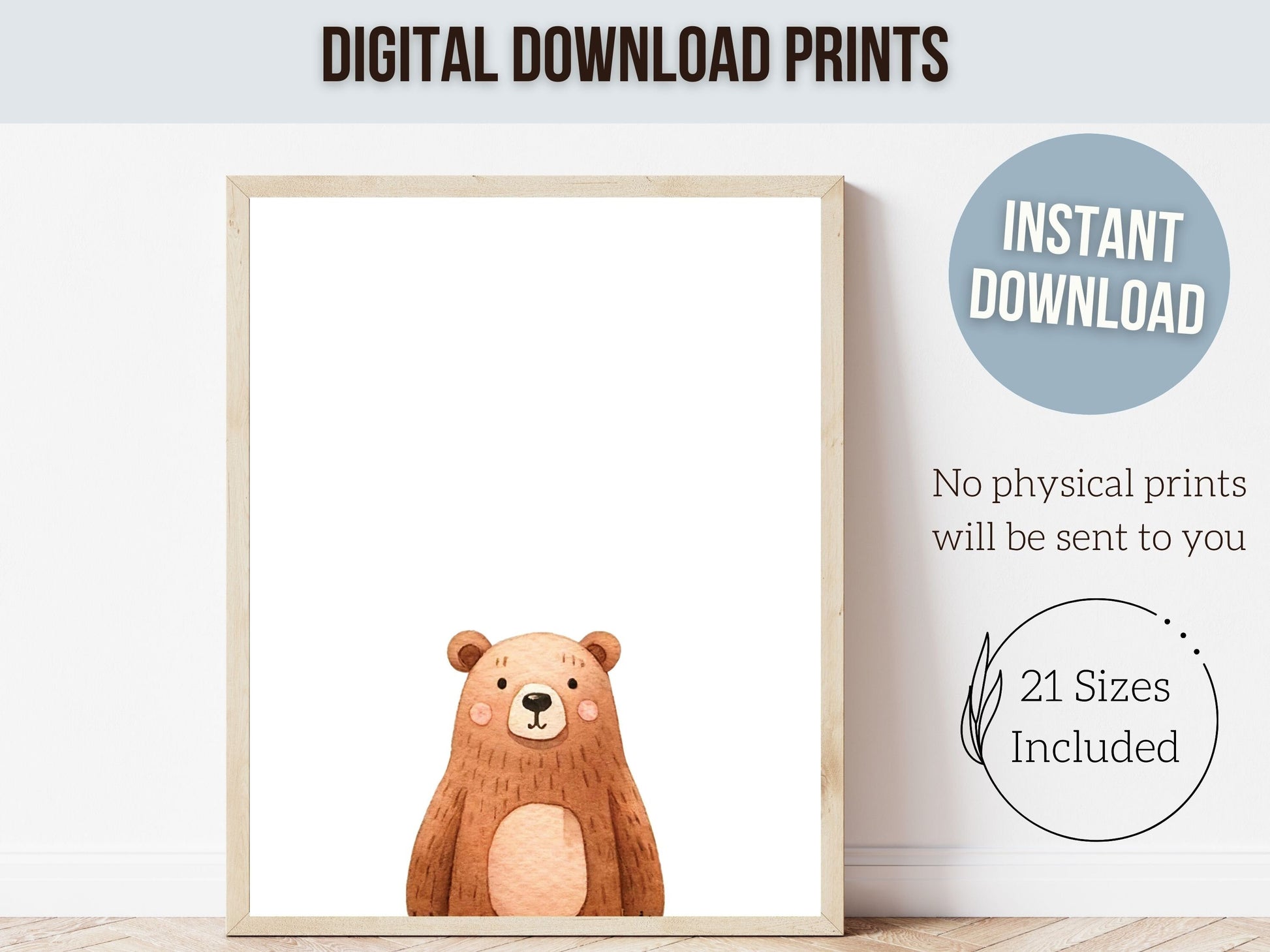 ORIGINAL Peeking Bear Nursery Print, Teddy Bear Nursery Decor, Baby Bear Nursery Wall Art, Newborn Gift Woodland Nursery Decor Digital Print