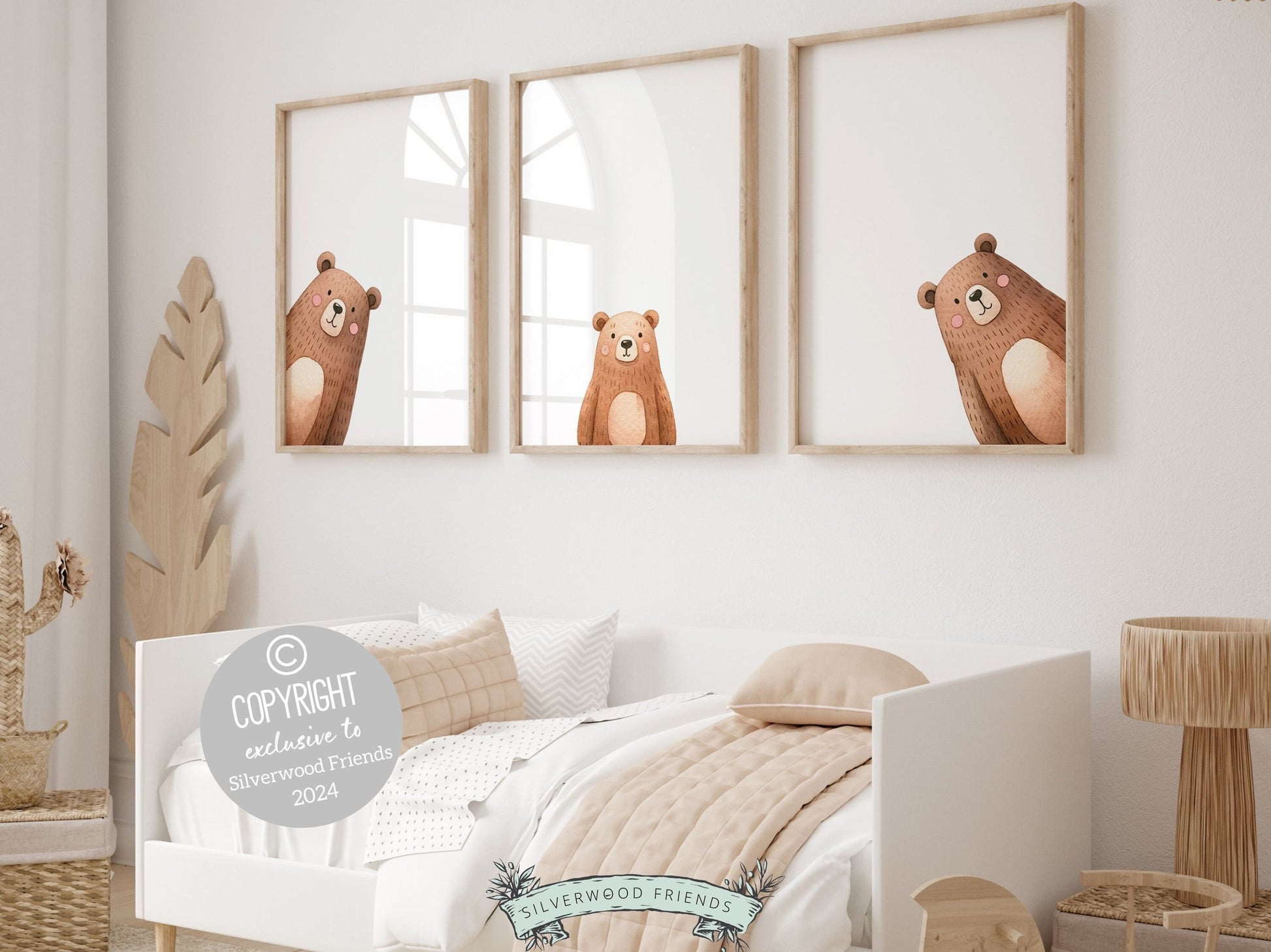 Set of 3 Peeking Bear Nursery Prints is part of our BEST SELLING Peeking Bear Nursery Print Collection and features an adorable family of peeking brown bears. Perfect for your bear nursery decor or woodland nursery and makes a unique baby shower gift