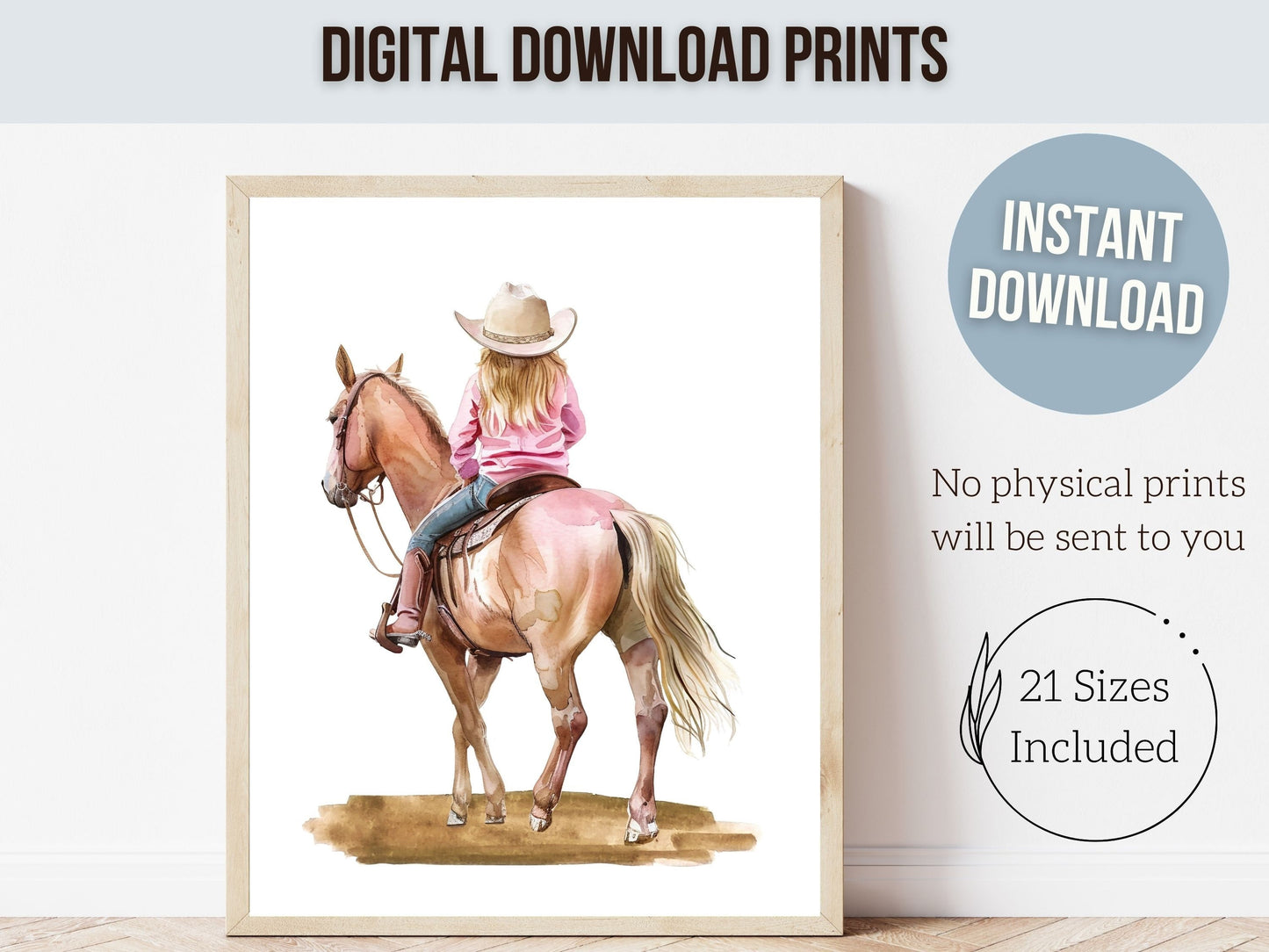 Cowgirl Nursery Print, Cowgirl Nursery Decor, Baby Girl Western Nursery Decor Rodeo Print, Girls Horse Riding Nursery Wall Art Digital Print