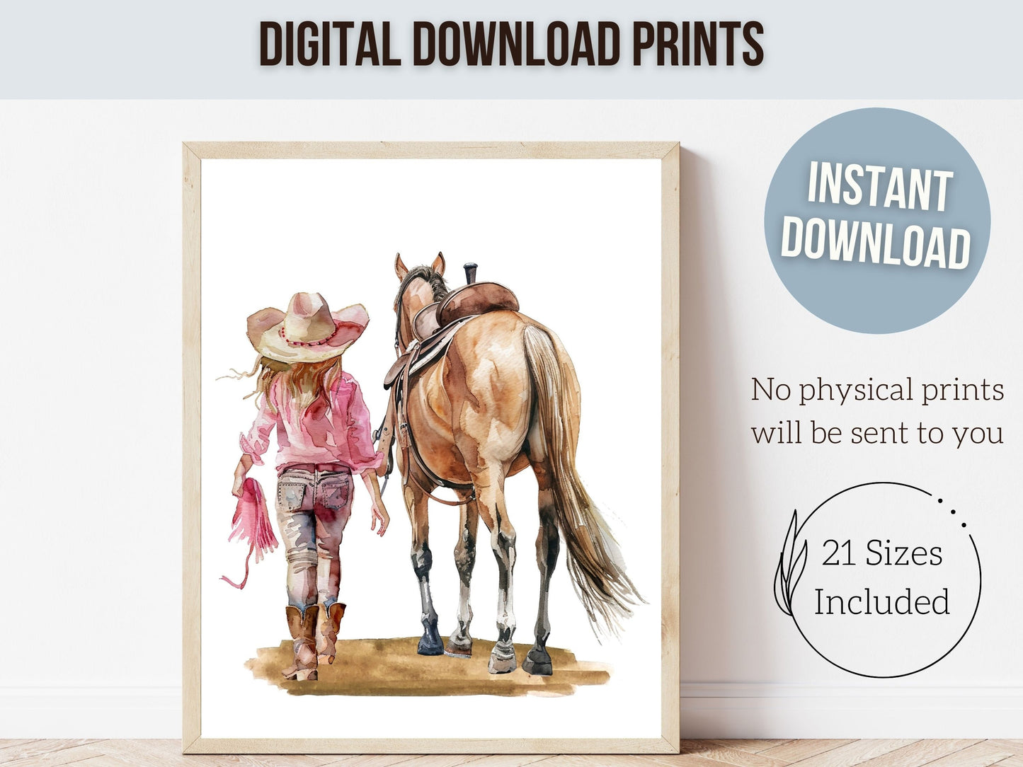 Cowgirl Print, Cowgirl Nursery Decor, Girls Western Theme Room Wall Decor, Rodeo Print, Girls Horse Riding Nursery Wall Art Digital Prints