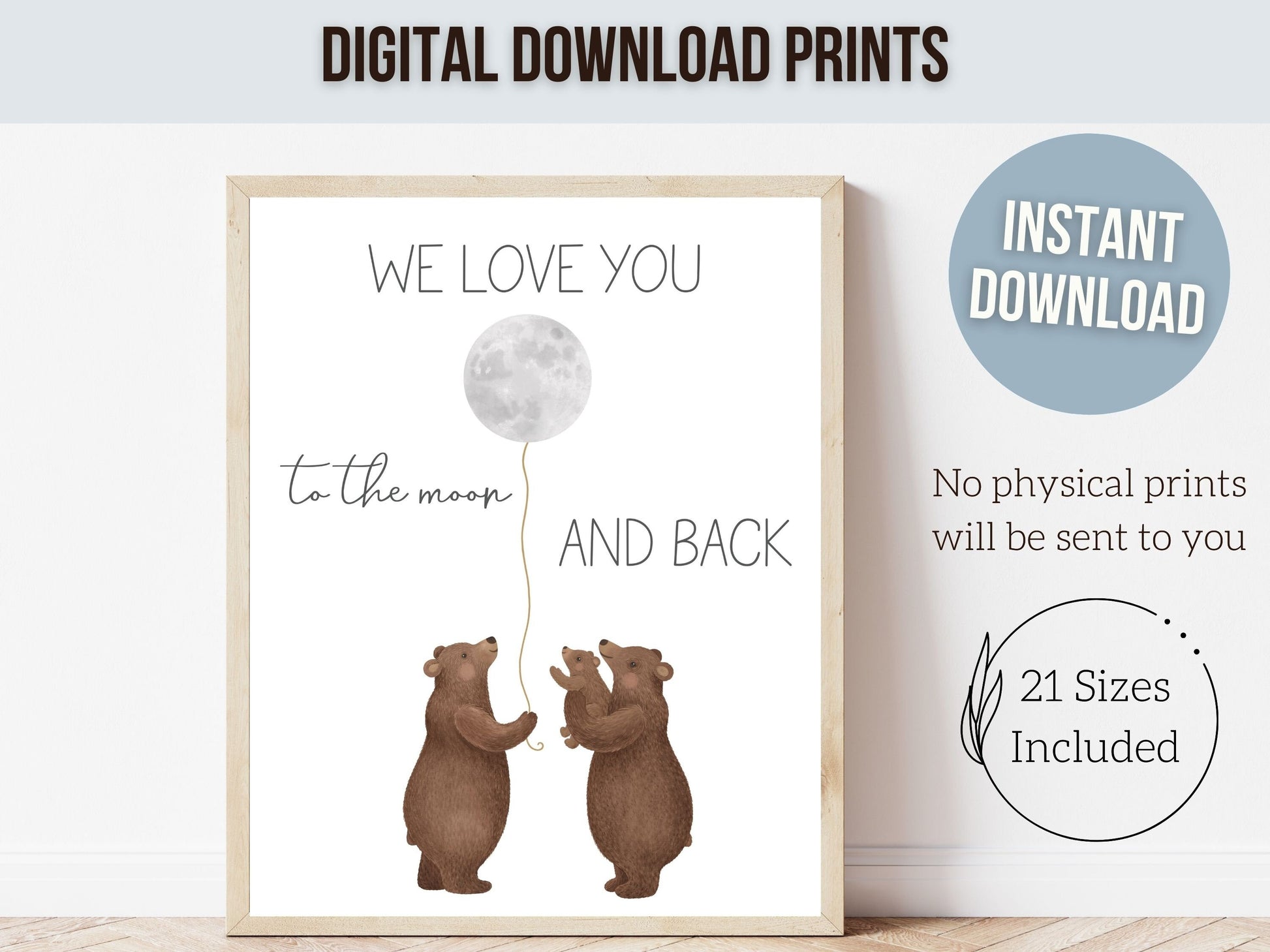 Bear Nursery Print, Woodland Bear Nursery Decor, Bear Baby Shower Gift, Woodland Forest Kids Room Wall Decor Neutral Nursery Digital Print