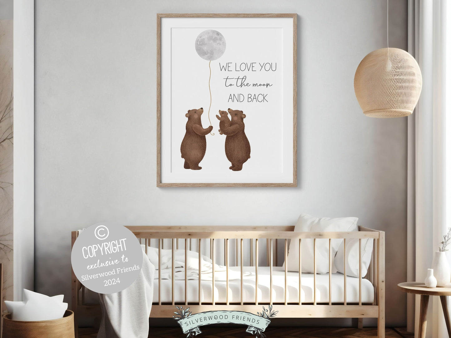 Bear Nursery Print, Woodland Bear Nursery Decor, Bear Baby Shower Gift, Kids Room Woodland Forest Wall Decor Neutral Nursery Digital Print