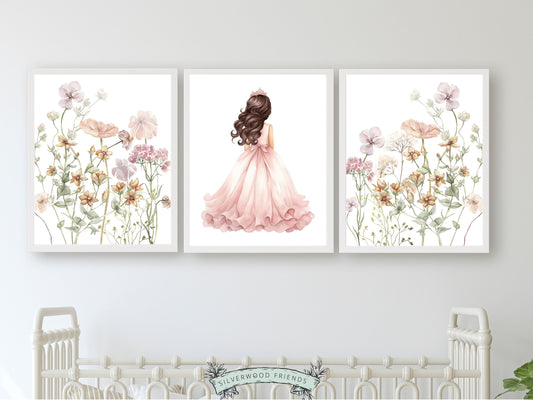 ORIGINAL Baby Girl Princess Nursery Prints, Wildflower Fairytale Nursery Decor, Girl's Nursery Wall Art Floral Room Wall Decor Digital Print