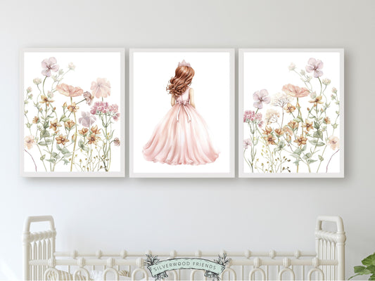 ORIGINAL Baby Girl Princess Nursery Print, Wildflower Fairytale Nursery Decor, Ballet Nursery Wall Art Girls Floral Wall Decor Digital Print