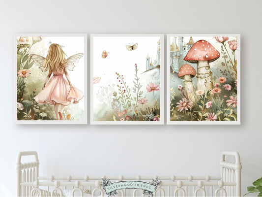 ORIGINAL Wildflower Fairy Garden Nursery Print Gift For Baby Girl Fairy Nursery Decor, Fairies Nursery Wall Art Toddler Room Digital Prints