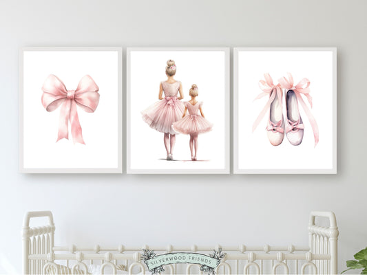 Baby Girl's Ballet Nursery Prints, Ballerina Nursery Decor, Pink Ballet Nursery Wall Art, Ballet Dancer Printable Wall Decor Digital Prints