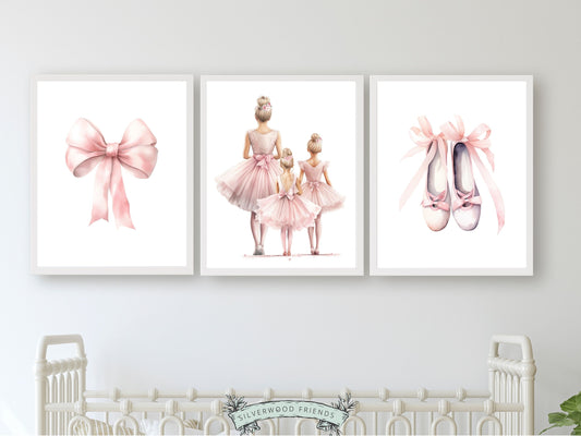 Baby Girl's Ballet Nursery Prints, Ballerina Nursery Decor, Pink Ballet Nursery Wall Art, Ballet Gift, Mother Daughter Ballet Digital Print