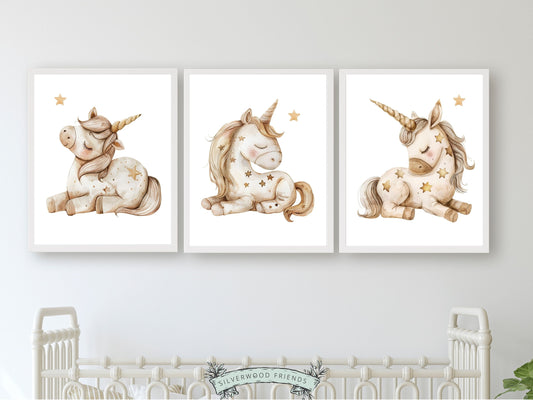 Baby Girls Unicorn Nursery Prints, Fairytale Fantasy Nursery Decor, Girly Wall Art, Unicorn Newborn Gift, Baby Girl Room Decor Digital Print