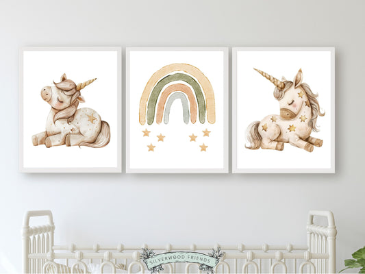 Unicorn Nursery Print, Fairytale Fantasy Nursery Decor, Boho Rainbow Nursery Wall Art, Newborn Gift, Baby Girl Room Decor Digital Prints