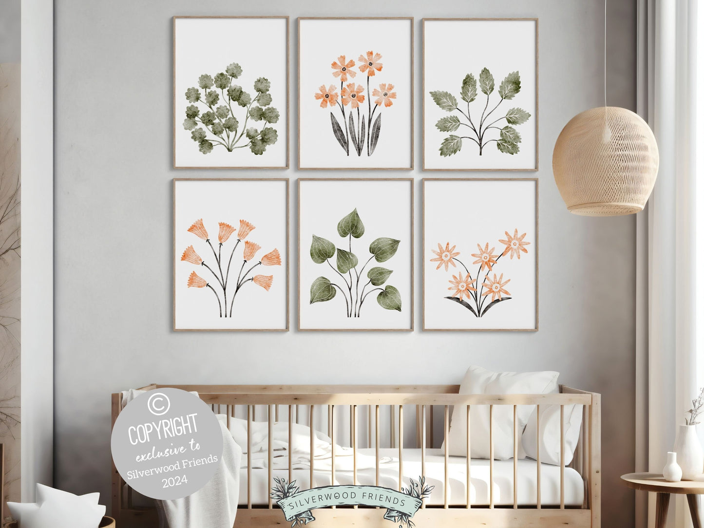 Set of 6 Tropical Plant Prints, showcasing gorgeous watercolor botanicals. Perfect for your safari nursery decor or coastal theme home decor. Ideal as a neutral safari baby shower gift or as a thoughtful housewarming gift for plant lovers.