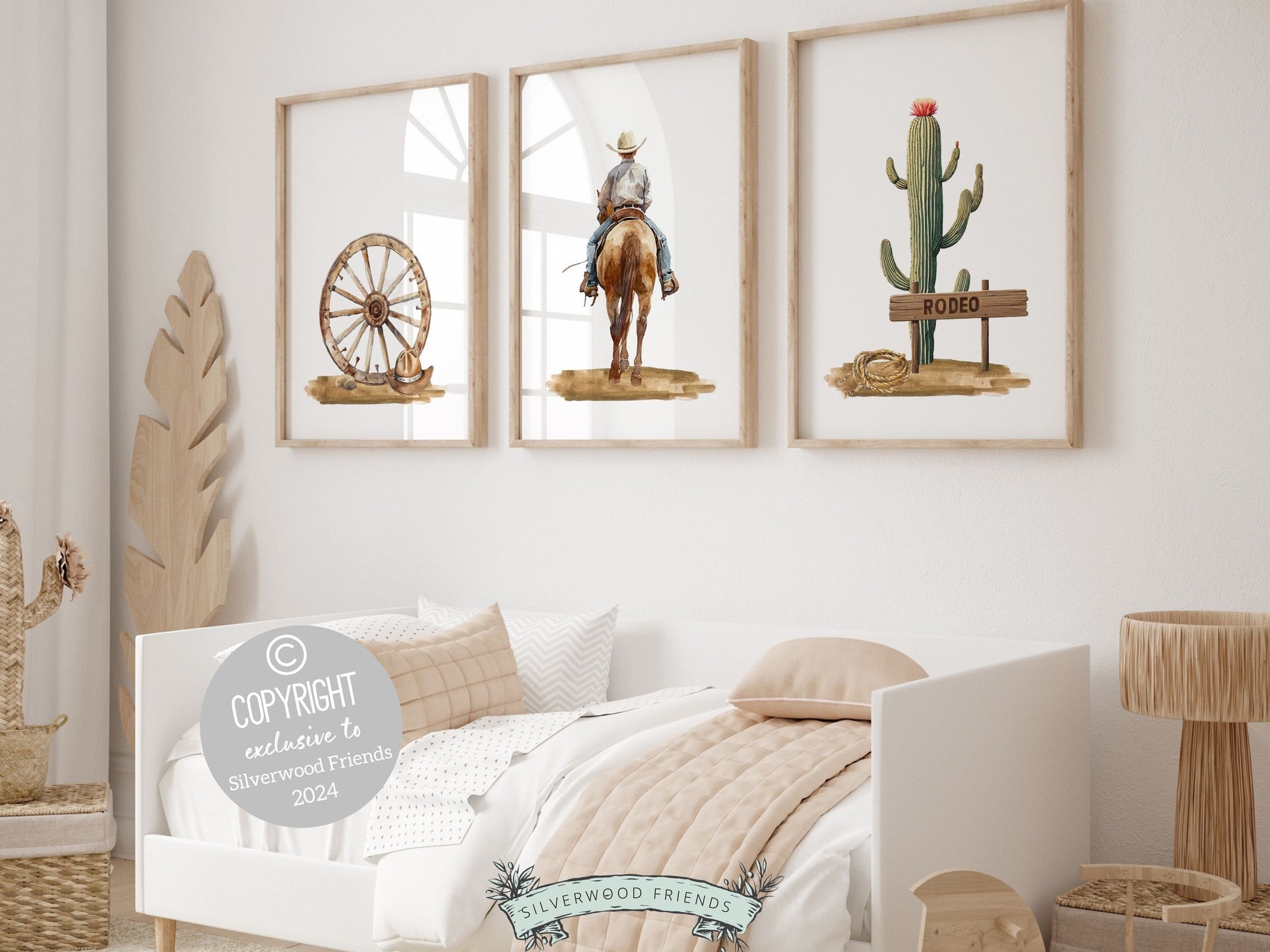 Transform your nursery into a wild west wonderland with our charming Set of 3 Cowboy Nursery Prints. Perfect for adding a touch of rustic charm to your cowboy nursery decor or as a unique baby shower gift.