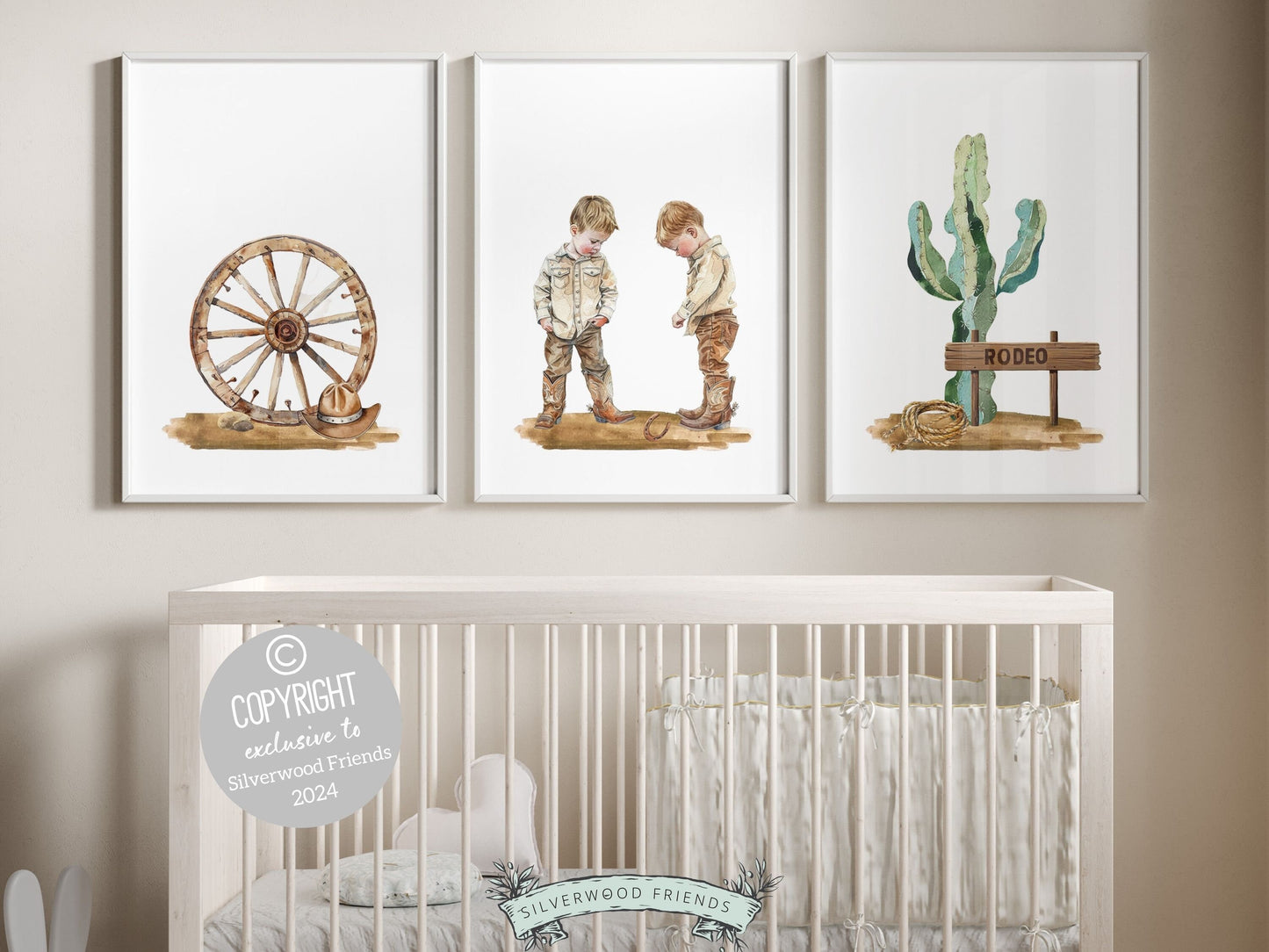 Transform your nursery into a wild west wonderland with our charming Set of 3 Cowboy Nursery Prints. Perfect for adding a touch of rustic charm to your cowboy nursery decor or as a unique baby shower gift.