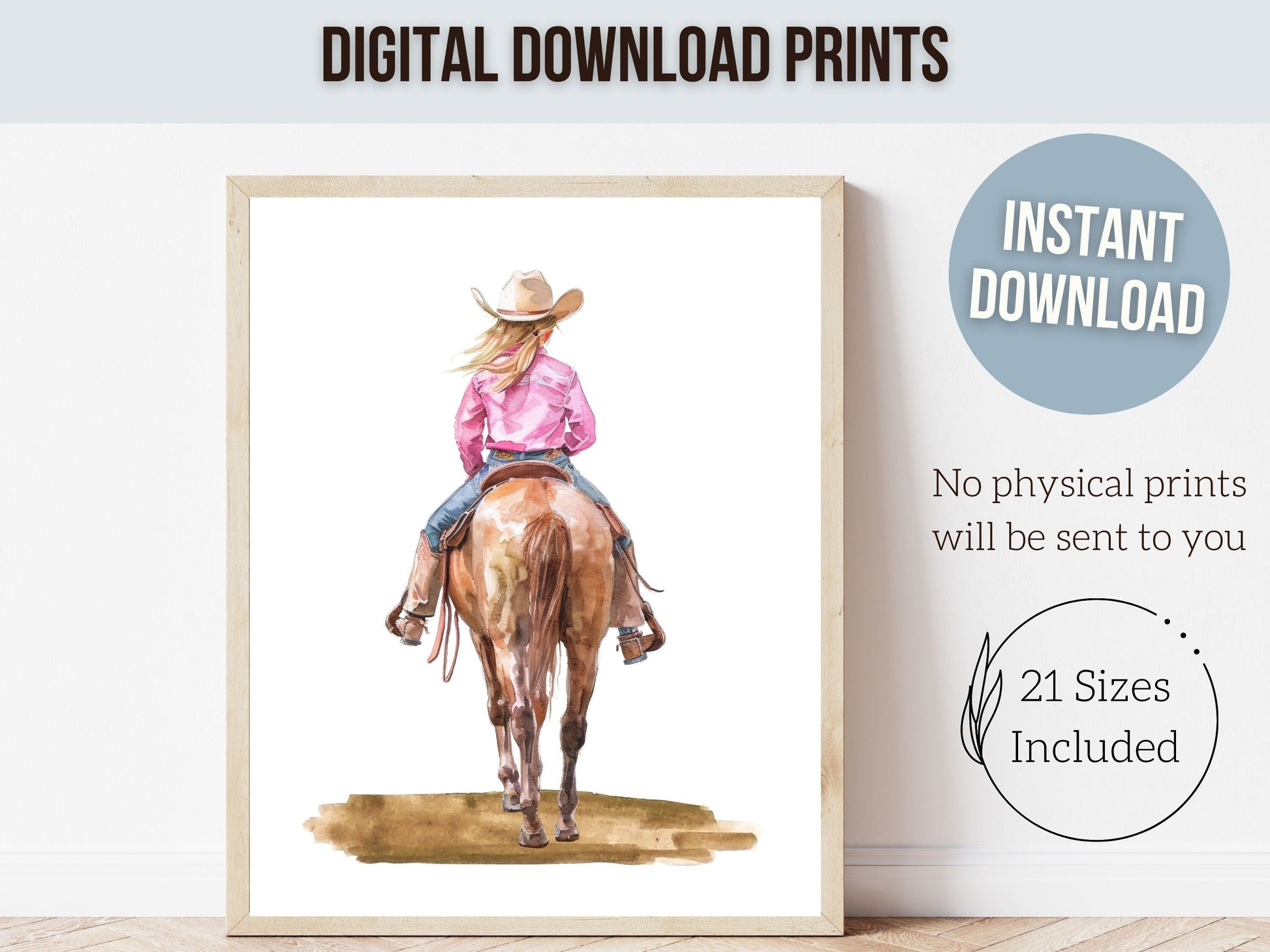 Cowgirl Nursery Print, Cowgirl Nursery Decor, Baby Girl Western Nursery Decor Rodeo Print, Girls Horse Riding Nursery Wall Art Digital Print