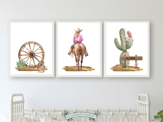 Cowgirl Nursery Print, Cowgirl Nursery Decor, Baby Girl Western Nursery Decor Rodeo Print, Girls Horse Riding Nursery Wall Art Digital Print