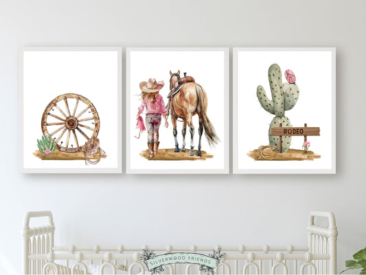 Cowgirl Print, Cowgirl Nursery Decor, Girls Western Theme Room Wall Decor, Rodeo Print, Girls Horse Riding Nursery Wall Art Digital Prints