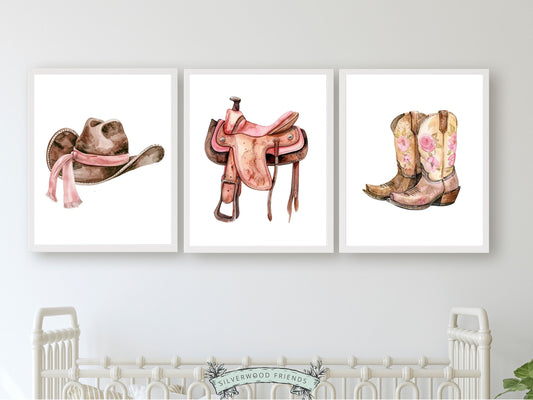 Cowgirl Nursery Prints, Cowgirl Nursery Decor, Baby Girl Western Nursery Decor, Girls Wild West Rodeo Horse Nursery Wall Art Digital Prints