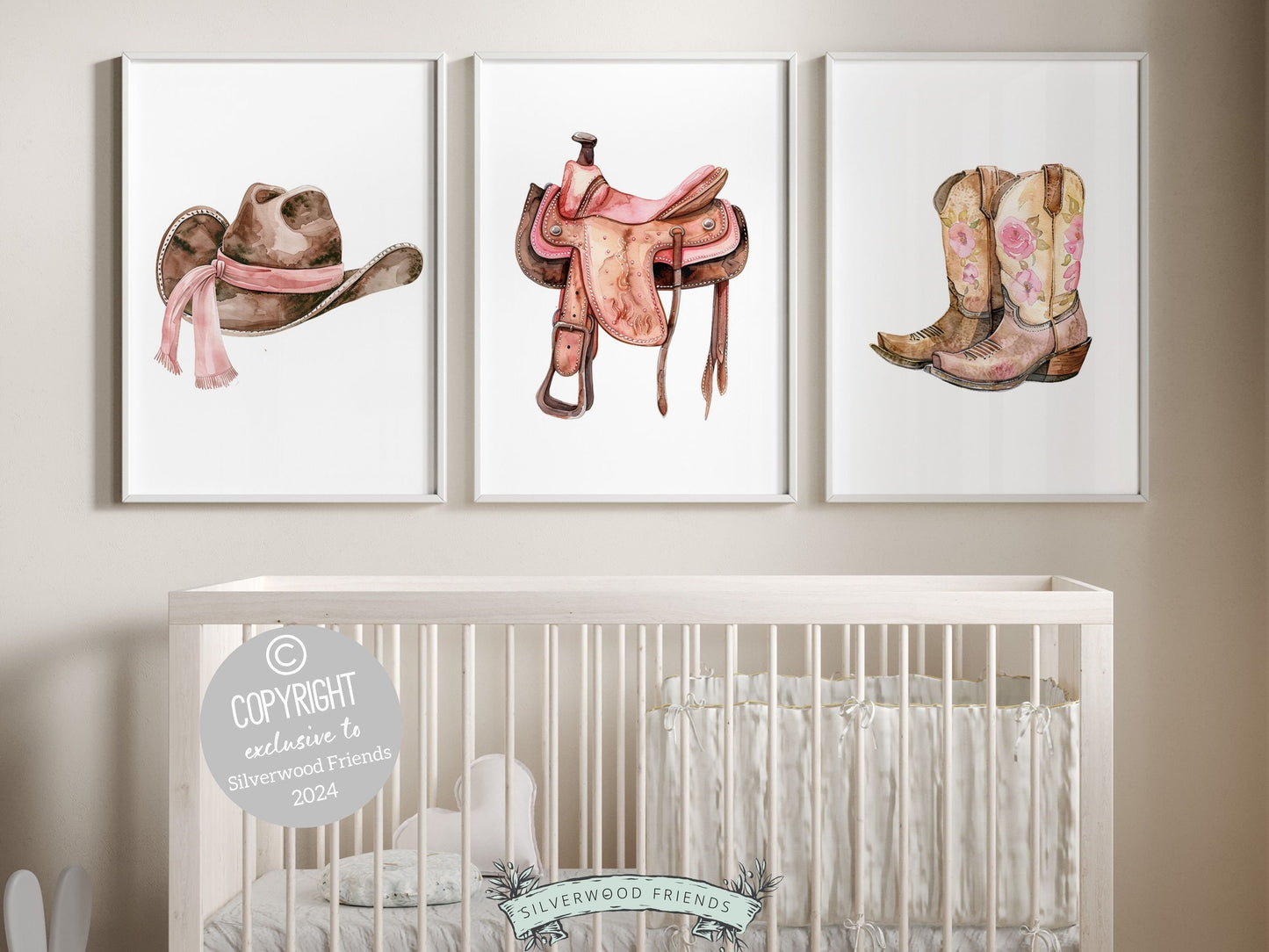 Cowgirl Nursery Prints, Cowgirl Nursery Decor, Baby Girl Western Nursery Decor, Girls Wild West Rodeo Horse Nursery Wall Art Digital Prints