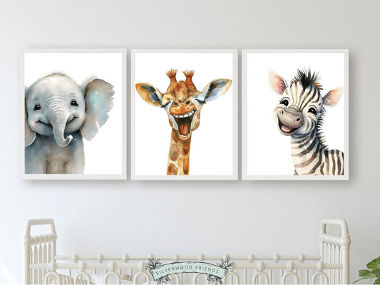 Safari Animal Nursery Prints, Jungle Animal Nursery Decor, Kids Safari Room Wall Decor, Baby Animal Prints, Neutral Nursery Digital Prints