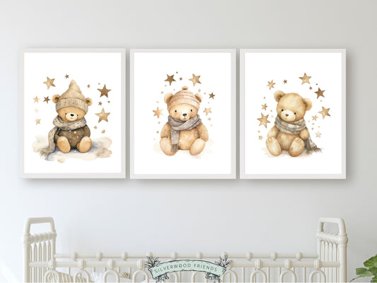 ORIGINAL Teddy Bear Nursery Print, Teddy Bear Nursery Decor, Gender Neutral Beige Teddy Bear Nursery Wall Art Gift Digital Download Print