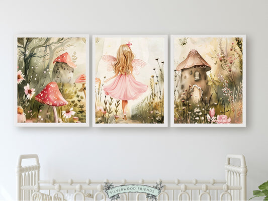 ORIGINAL Wildflower Fairy Garden Nursery Print Gift For Baby Girl Fairy Nursery Decor, Fairies Nursery Wall Art Toddler Room Digital Prints