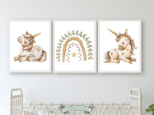 Unicorn Rainbow Nursery Prints, Fairytale Fantasy Nursery Decor, Girly Wall Art, Unicorn Newborn Gift, Baby Girl Room Decor Digital Print