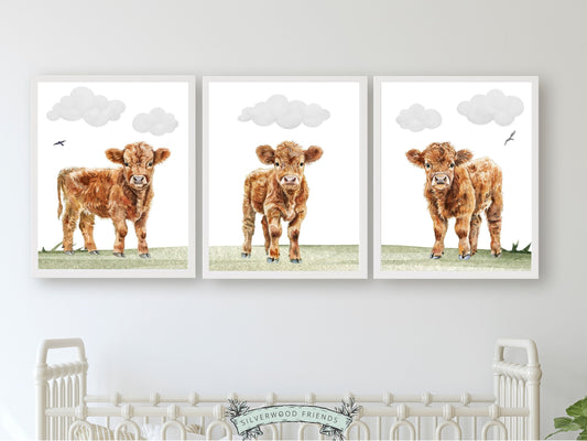 Highland Cow Nursery Print, Highland Cow Nursery Decor, Baby Farm Animal Nursery Wall Art, Baby Shower Gift Farm Nursery Decor Digital Print