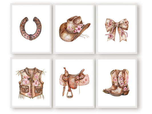 Cowgirl Nursery Prints, Cowgirl Nursery Decor, Baby Girl Pink Western Nursery Decor, Equestrian Horse Riding Nursery Wall Art Digital Print