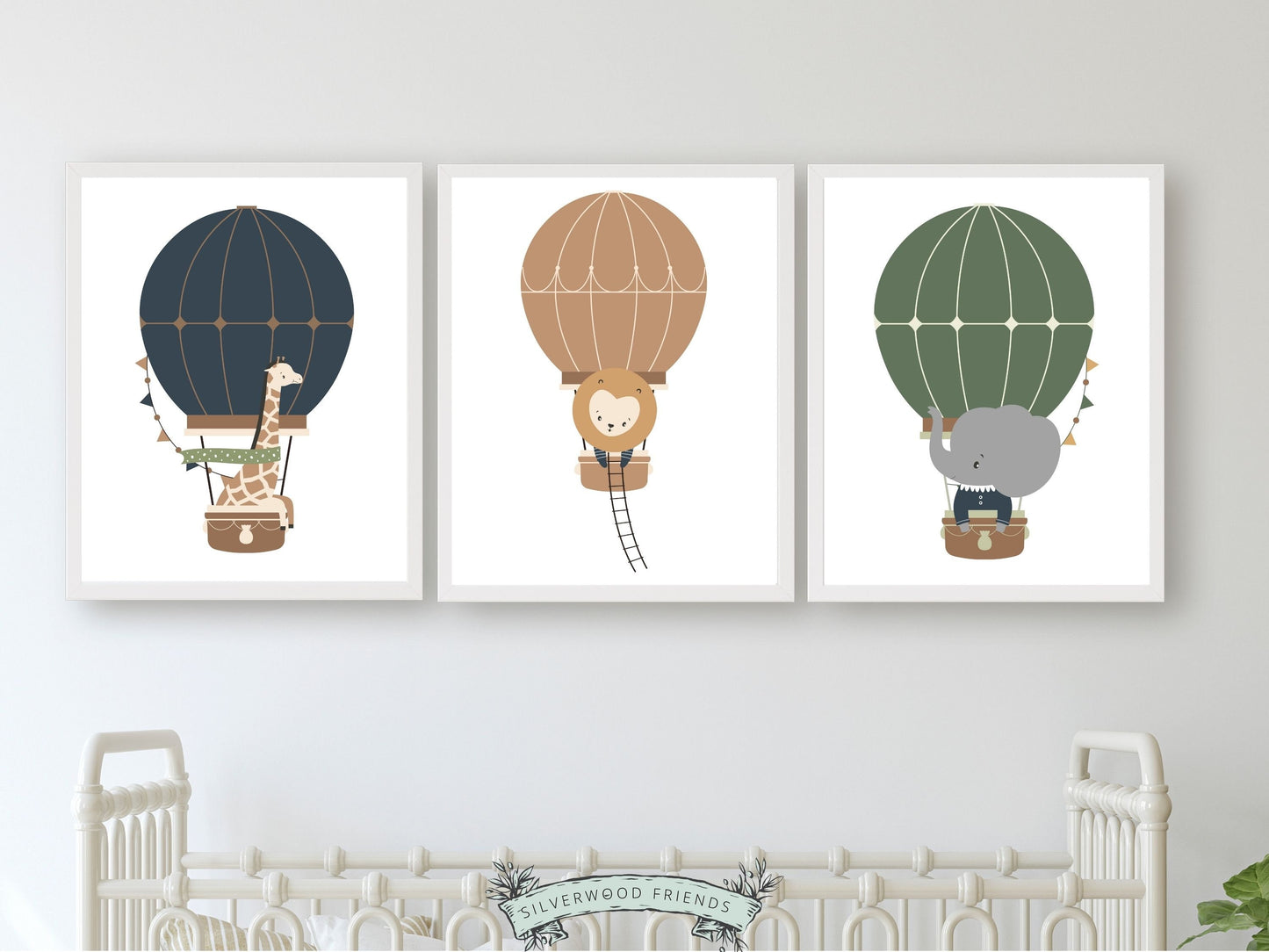 Hot Air Balloon Nursery Print, Safari Animal Nursery Decor, Jungle Animal Nursery Wall Art, Transport Adventure Theme Nursery Digital Prints