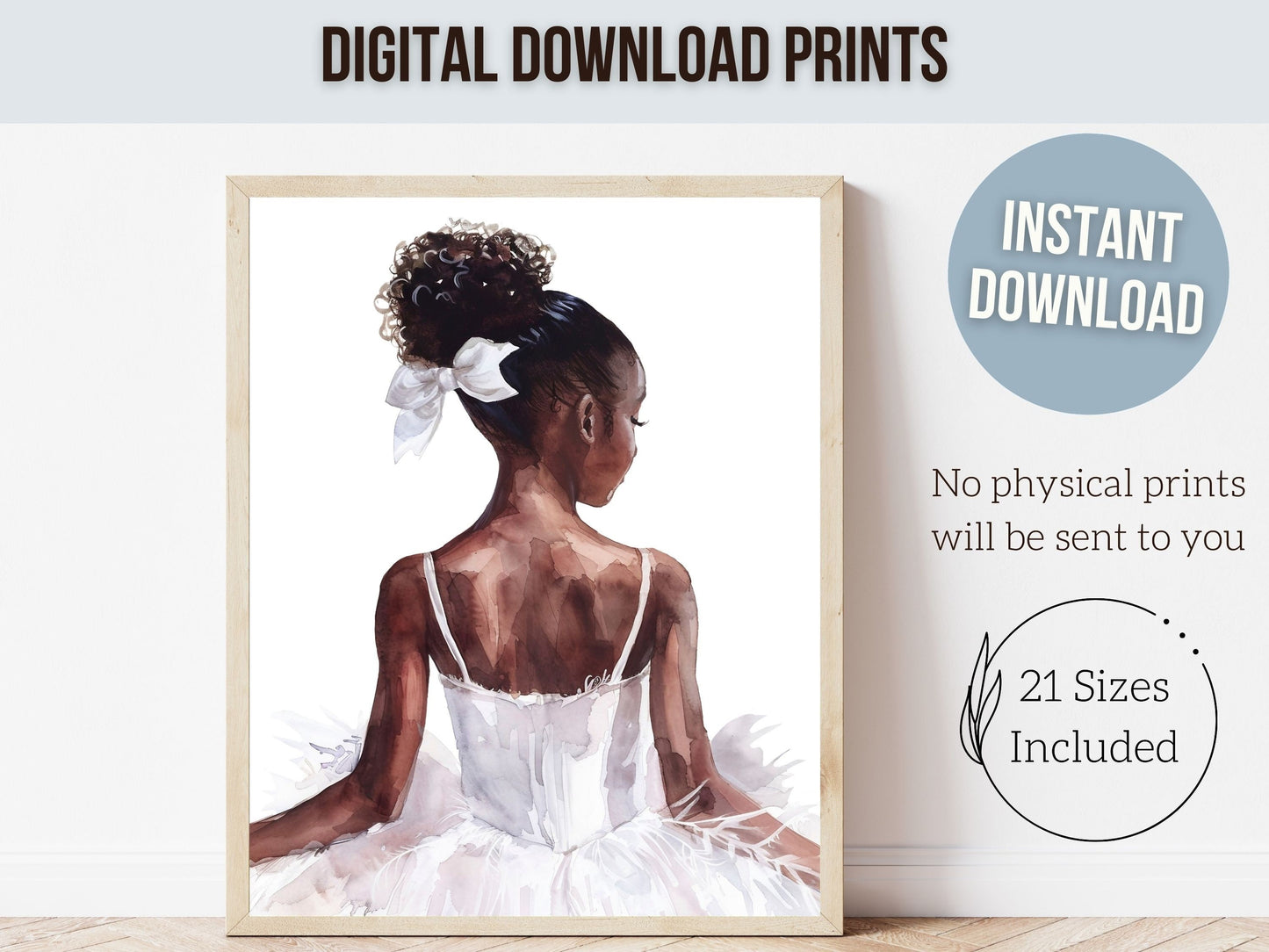 Black Ballerina Nursery Print, African American Ballerina Nursery Decor, Little Black Girl Ballet Nursery Wall Art, Black Swan Digital Print