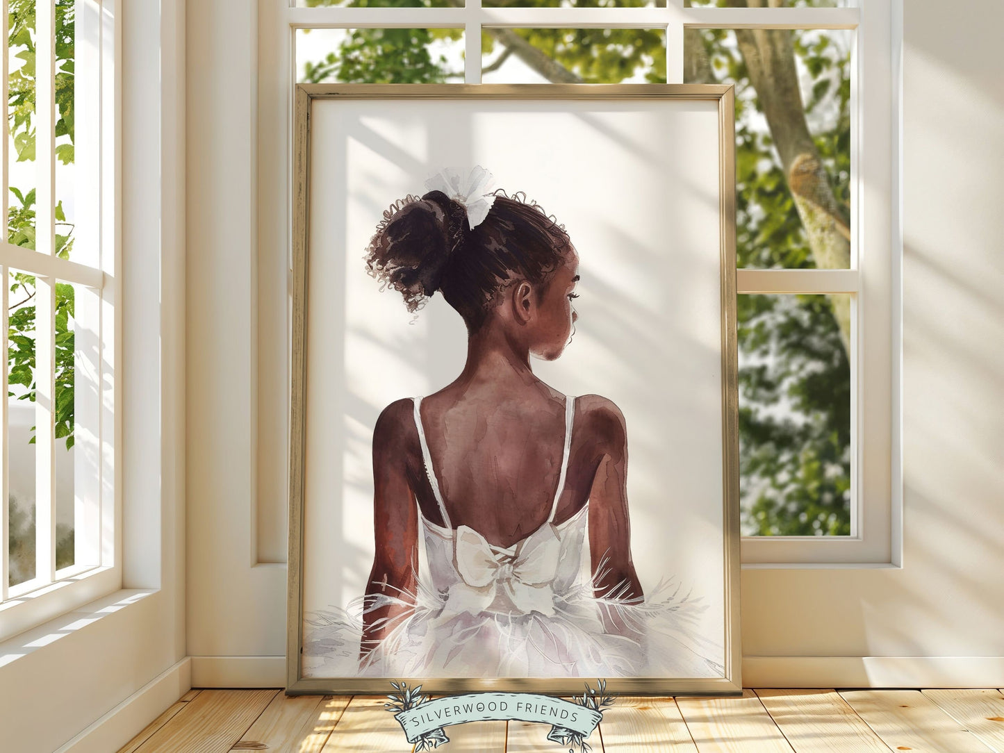 Black Ballerina Nursery Print, African American Ballerina Nursery Decor, Little Black Girl Ballet Nursery Wall Art, Black Swan Digital Print