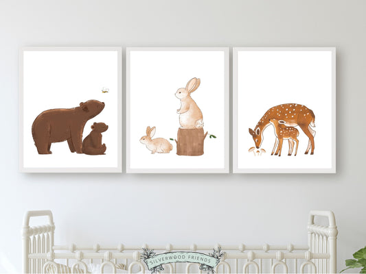 Woodland Animal Print, Boho Woodland Animal Nursery Decor, Baby Forest Animal Nursery Wall Art,Baby Room Decor Neutral Nursery Digital Print