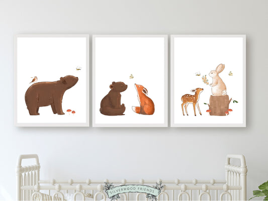 Woodland Animal Print, Boho Woodland Animal Nursery Decor, Baby Forest Animal Nursery Wall Art,Baby Room Decor Neutral Nursery Digital Print