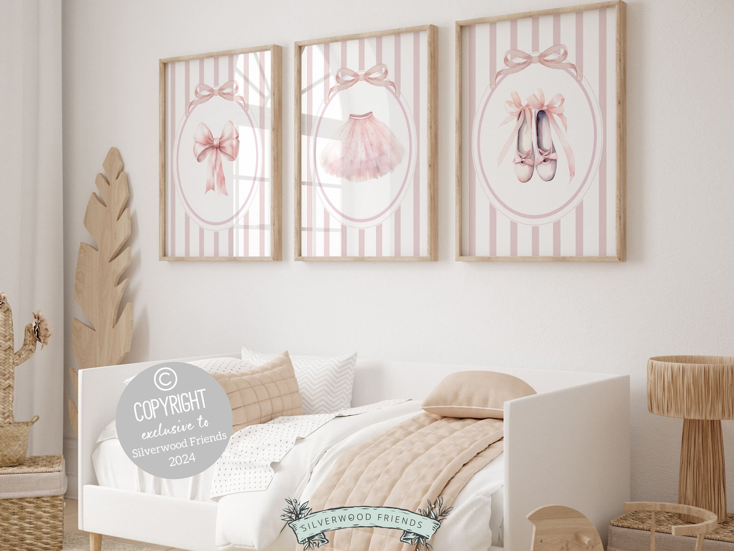 Set of 3 Ballet Prints. These whimsical artworks are an ideal addition to ballet nursery decor, creating a dreamy ambiance or making for a distinctive baby girls baby shower gift that captivates the magic of twirls and tiptoes.