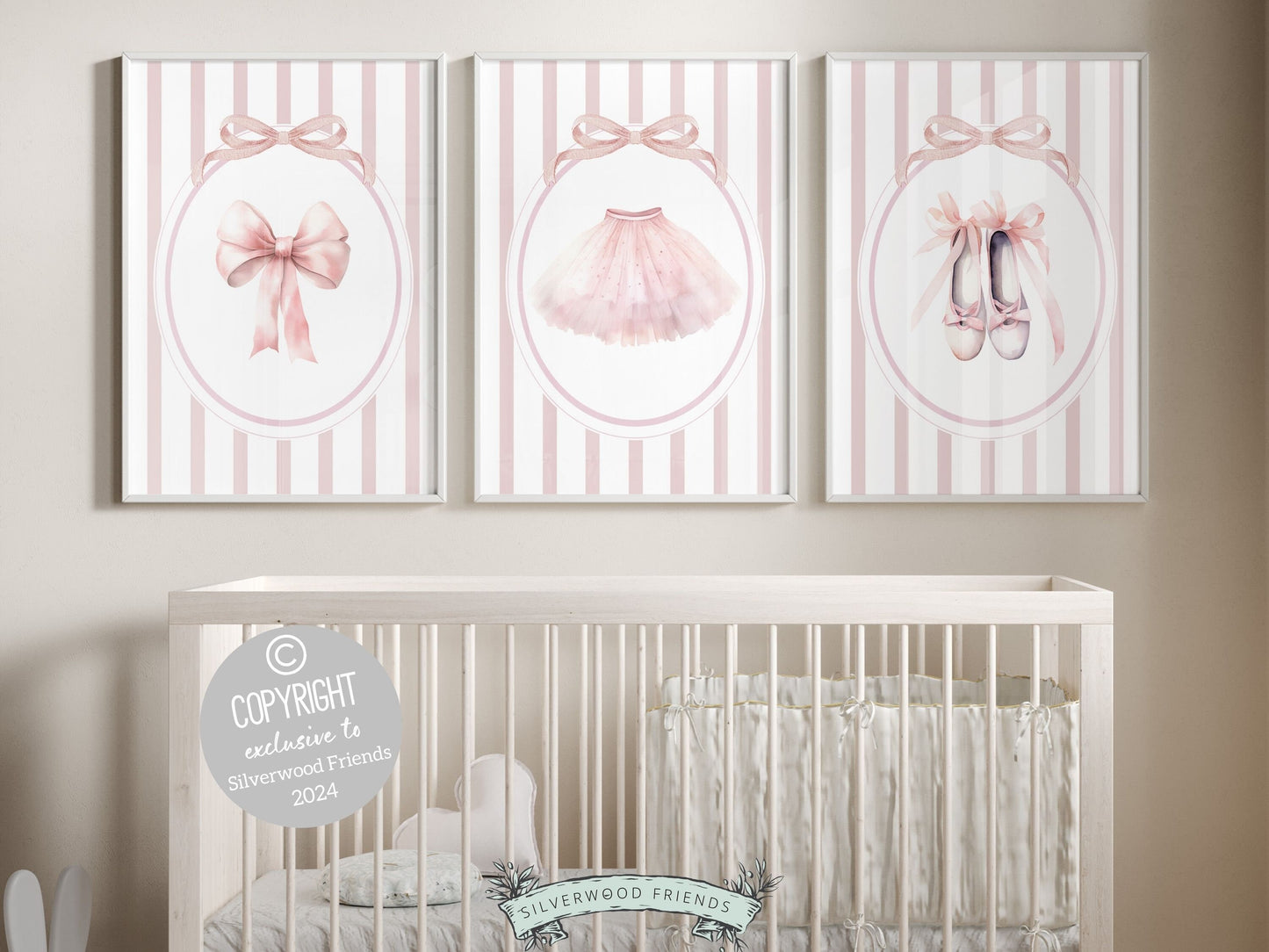 Ballet Prints, Ballerina Nursery Decor, Blush Pink Baby Girl's Ballerina Nursery Wall Art, Newborn Ballet Gift, Ballet Nursery Digital Print