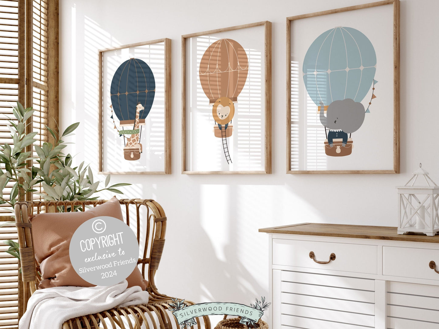 Hot Air Balloon Nursery Print, Safari Animal Nursery Decor,Navy Blue Jungle Nursery Wall Art Transport Adventure Theme Nursery Digital Print