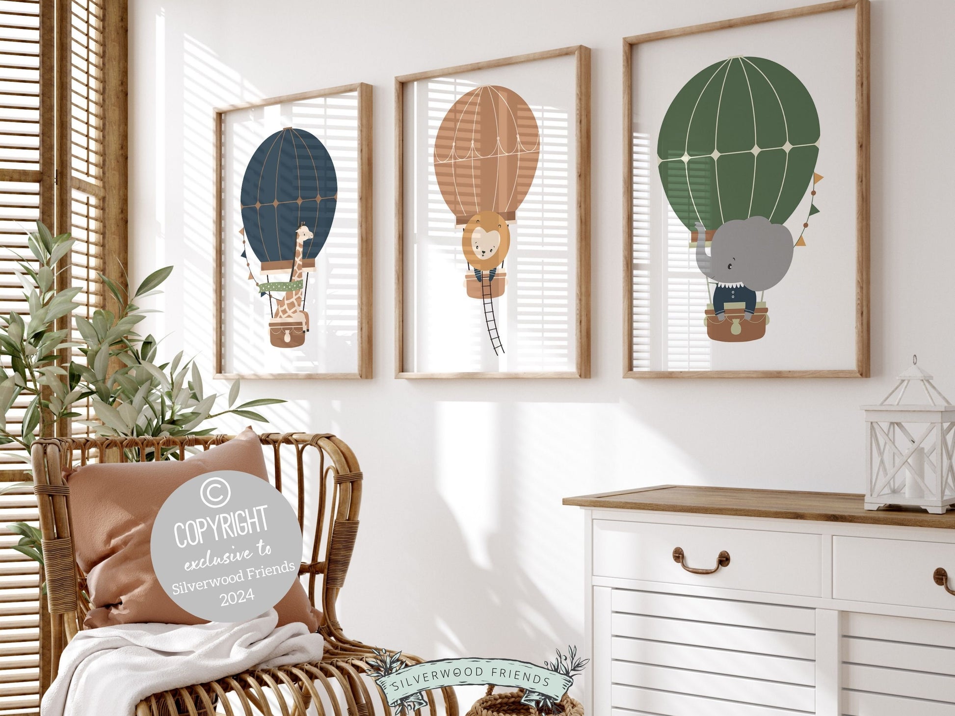 Hot Air Balloon Nursery Print, Safari Animal Nursery Decor, Jungle Animal Nursery Wall Art, Transport Adventure Theme Nursery Digital Prints