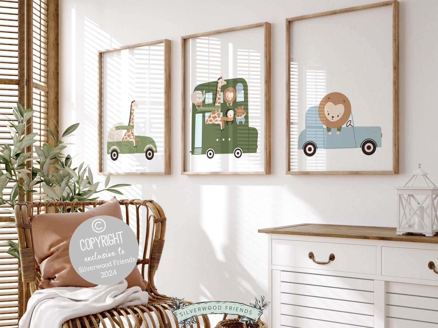 Safari Animal Car Nursery Prints, Jungle Animal Car Nursery Decor, Boys Toddler Room Safari Nursery Decor, Transport Nursery Digital Print