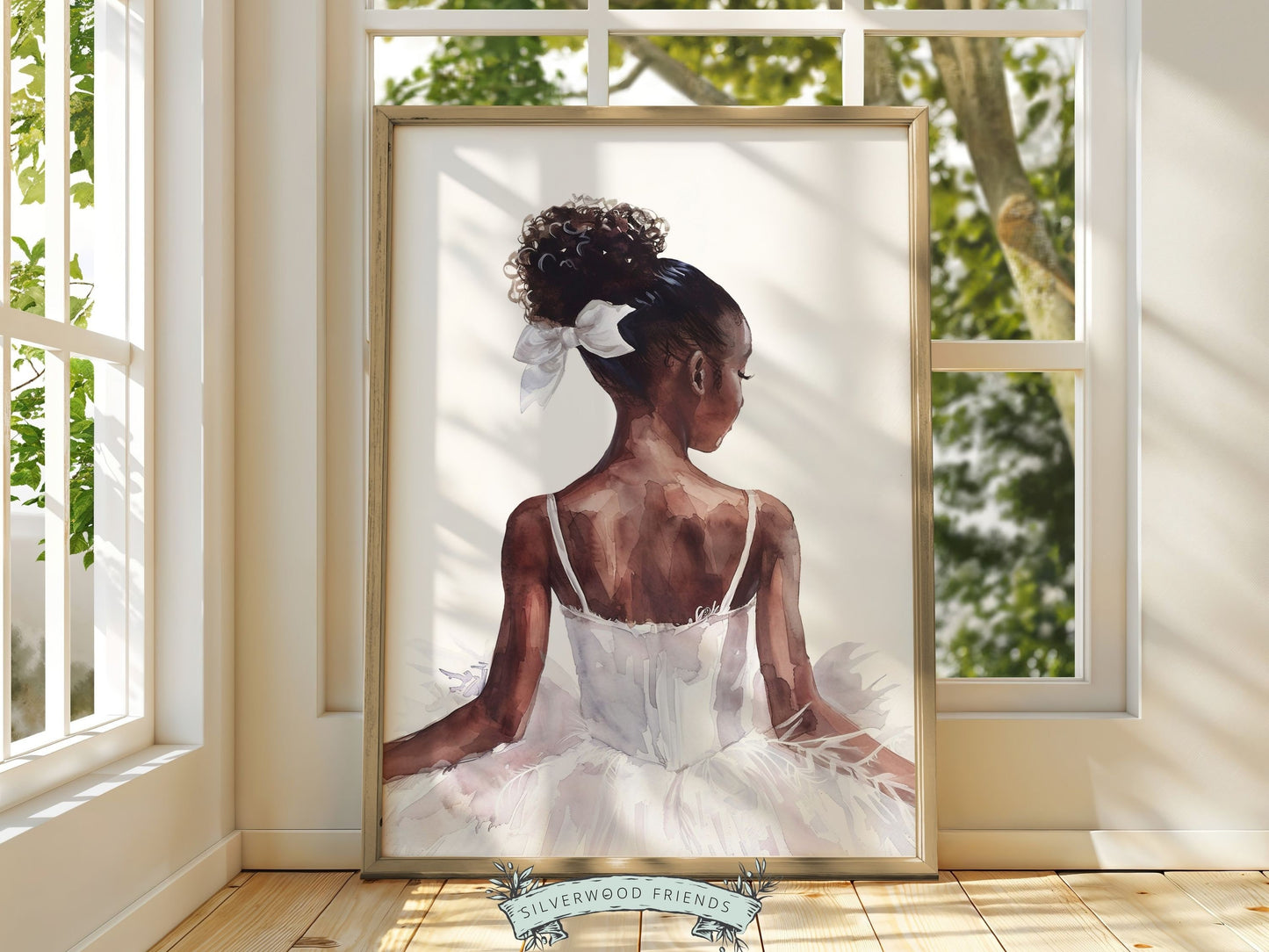 Black Ballerina Nursery Print, African American Ballerina Nursery Decor, Little Black Girl Ballet Nursery Wall Art, Black Swan Digital Print