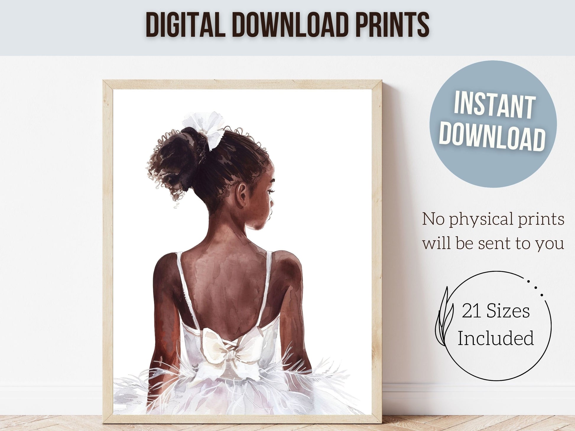 Black Ballerina Nursery Print, African American Ballerina Nursery Decor, Little Black Girl Ballet Nursery Wall Art, Black Swan Digital Print