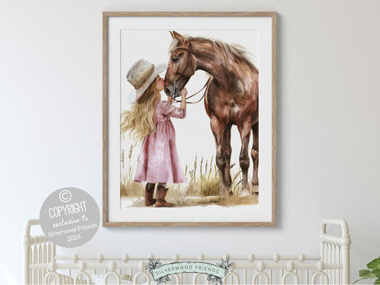 Cowgirl Nursery Print, Cowgirl Nursery Decor, Baby Girl Western Nursery Decor, Girls Horse Riding Equestrian Nursery Wall Art Digital Print